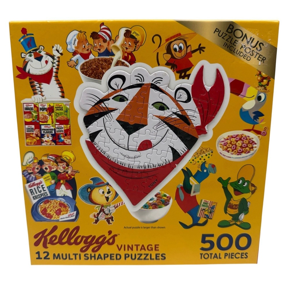 Kellogg's‎ Vintage 500 Pc Puzzle Set 12 Multi Shaped RoseArt NEW Tony Tiger